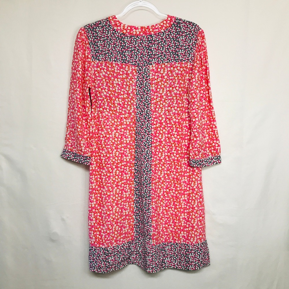 Boden Mollie Womens 8R Pink Navy Blue Bubble Print V-Neck 3/4 Sleeve Shift - Picture 5 of 6